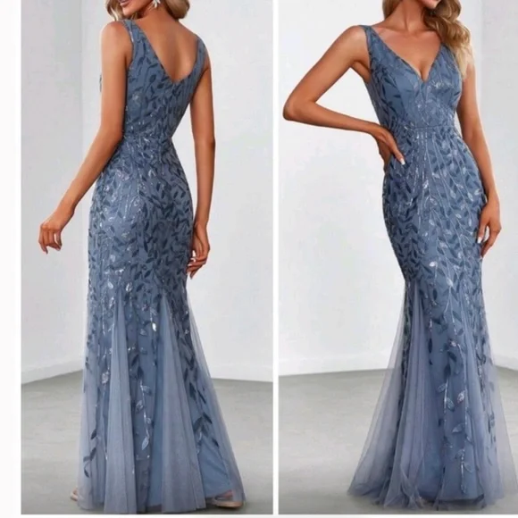 Ever Pretty Elegant Blue Embellished Maxi Dress - Picture 2 of 15
